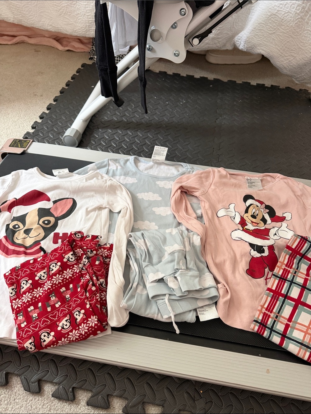 H&M Kids Holiday Pajama Set Trio in White, Light Blue, Pink & Red